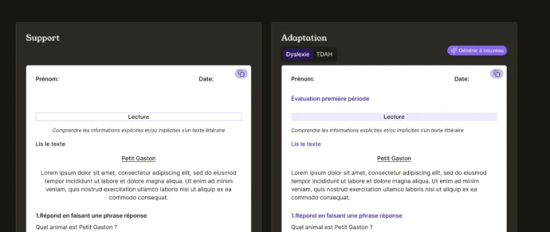 Aperçu comparatif d’un support pédagogique adapté