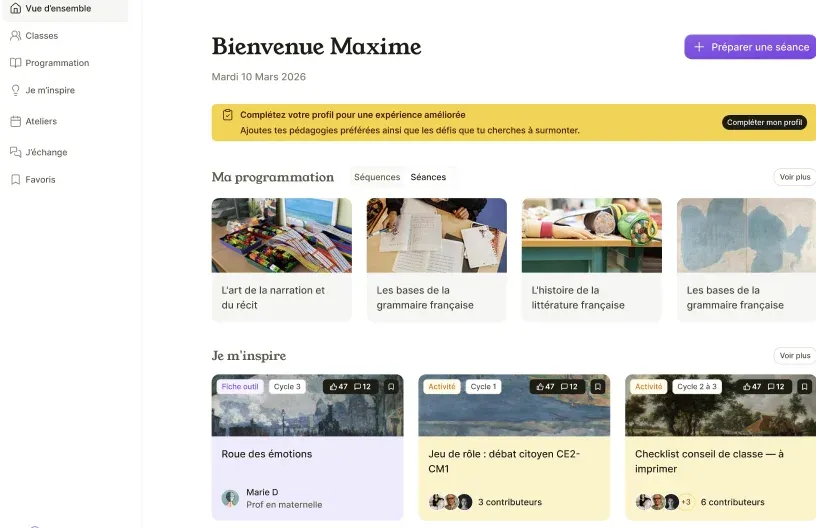 Aperçu de la plateforme ÊtrePROF
